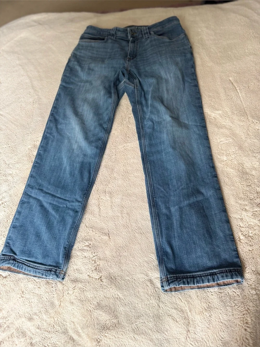 Duluth Trading flannel lined ballroom double flex jeans size 34x32